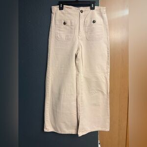 Zara Women's Wide Leg Cream Jeans sz 6